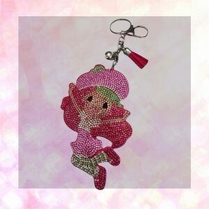 🦄 Bling Rhinestone Puffy Strawberry Shortcake Bag Charm/Keychain!